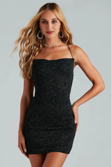 Kindra Formal X-Back Glitter Bodycon Dress