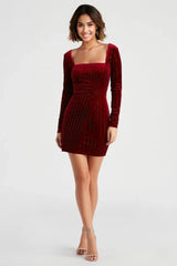 Katrina Velvet Long Sleeve Dress