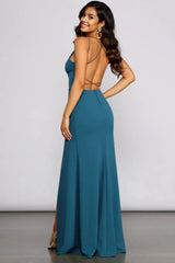 Lace-Up Back Formal Dress