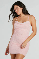 Keira Faux Pearl Strappy Open-Back Mini Dress