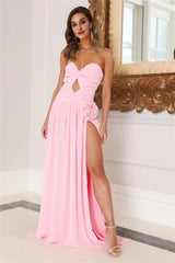 Grace Secret Rose Strapless Maxi Dress Pink