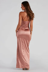 Jane Formal High Slit Satin Dress