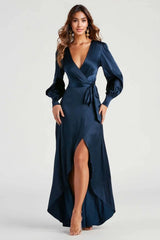 Kali Formal Satin Wrap Dress