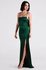 Ilya Satin Backless Mermaid Dress