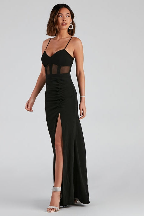 Alexia Formal High Slit Illusion Dress