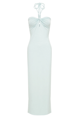 Krissy Midi Twist Halter Jersey Dress - Arctic Blue