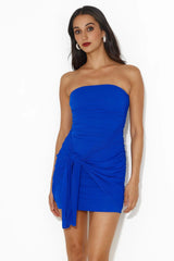 Hottest Flame Strapless Mesh Mini Dress Royal Blue