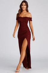 Formal Glitter Wrap Dress