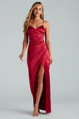 Jolina Wrap Skirt Satin Dress