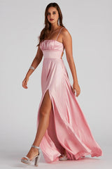 Jenny A-Line Satin Formal Dress