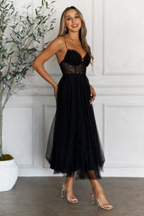 Top Of The Tower Tulle Midi Dress Black