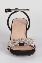 All That Glamour Rhinestone Bow Low-Block Heels