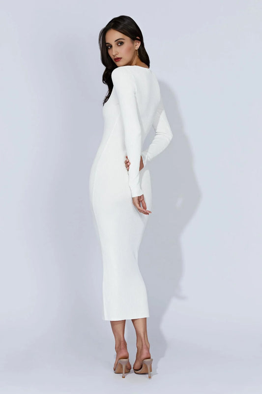 Rowen Long Sleeve Midi Dress - White