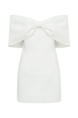 Gwyneth Off Shoulder Bow Mini Dress - White