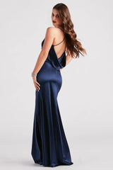 Ilya Satin Backless Mermaid Dress