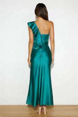 Midnight Silk Midi Dress Green