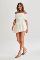 Lydia Off Shoulder Knit Mini Dress - White