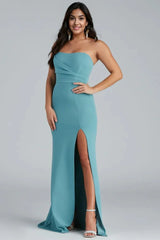 Strapless High Slit Formal Dress