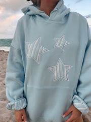 Icy Blue Star Lux Striped Hoodie