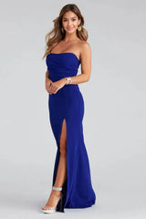 Strapless High Slit Formal Dress