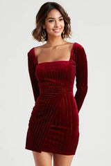 Katrina Velvet Long Sleeve Dress