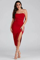 Zadie Formal High-Slit Midi Dress