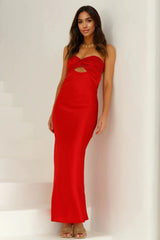 Laced With Gold Maxi Dress Red