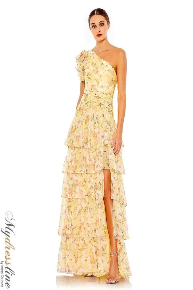 Long Formal One Shoulder Print Gown