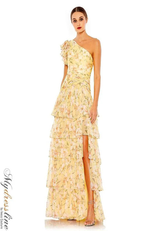 Long Formal One Shoulder Print Gown