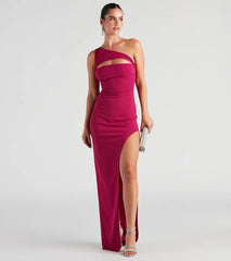 Mayven One-Shoulder Cutout Slit Formal Dress