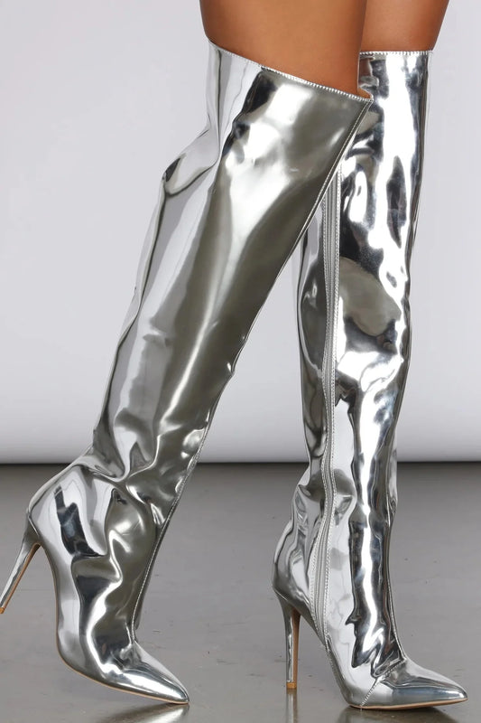 Chrome Cutie Over The Knee Boots