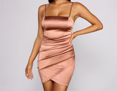 Wrapped In Stylish Satin Mini Dress