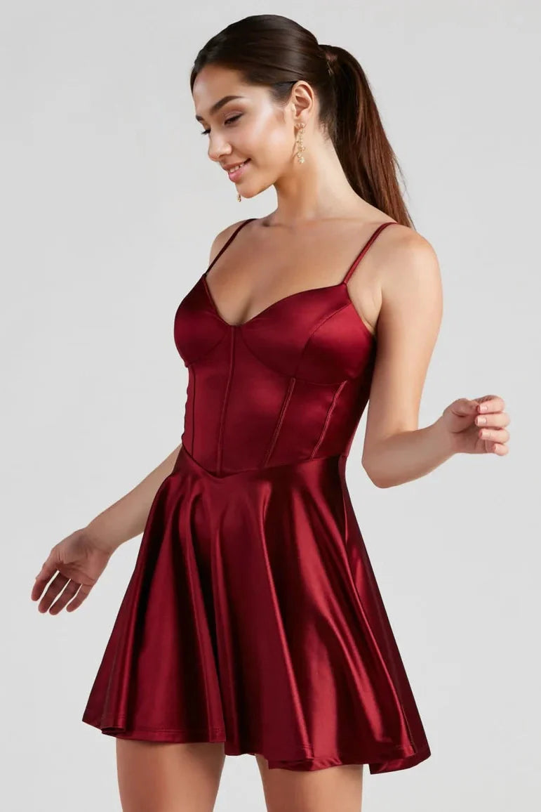 Flirty Feels Satin Skater Dress