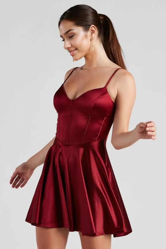 Flirty Feels Satin Skater Dress