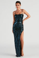 Jenelle Formal Sequin Open Back Dress