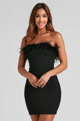 Good Girl Gone Glam Feather Mini Dress