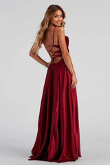 Formal Satin Lace-Up Dress