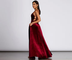 Dakota Velvet Lace Up Evening Gown