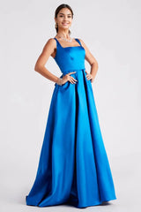 Satin Lace-Up A-Line Ball Gown