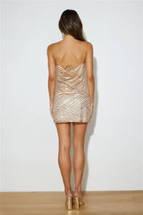 Shimmering Star Sequin Mini Dress Gold