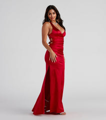 Sam Formal Satin Open Back Dress