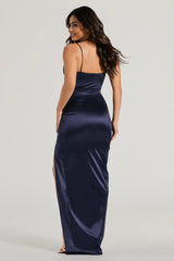 Kyla Cutout High Slit Satin Formal Dress