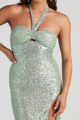 Kasey Formal Sequin Halter Dress