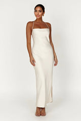 Sydney Straight Neck Slip Maxi Dress - Cream