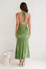 Magical Ivy Halter Maxi Dress Green