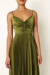 Naira Pleated Maxi Dress - Palm Green