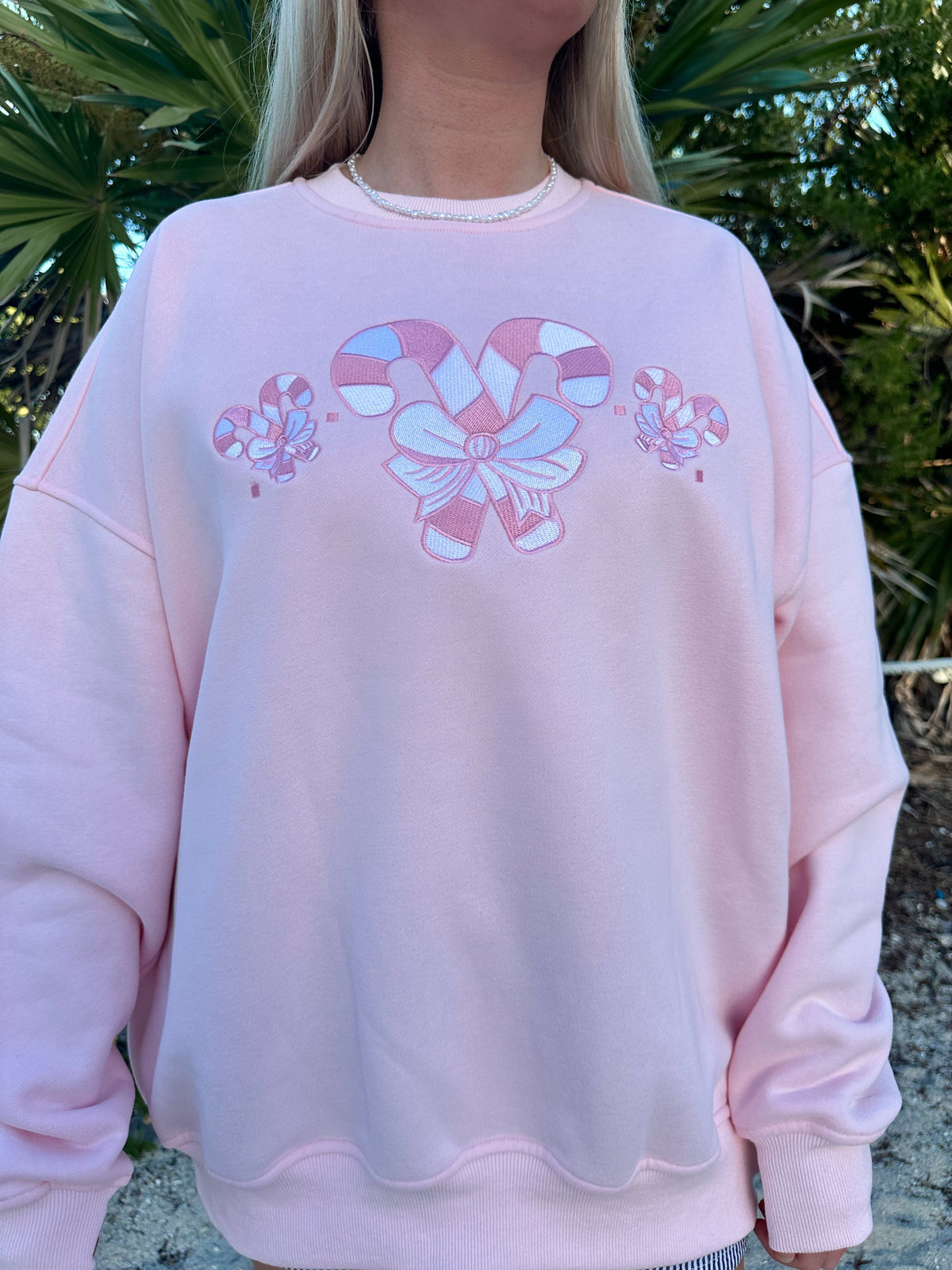 Light Pink Candy Cane Wonderland Sweatshirt