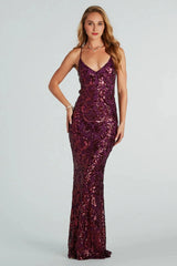 Taisia Formal Sequin Scroll Dress