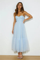 Royal Treasure Tulle Maxi Dress Blue