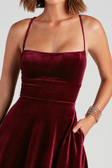 Liliane Velvet Lace-Up Party Dress